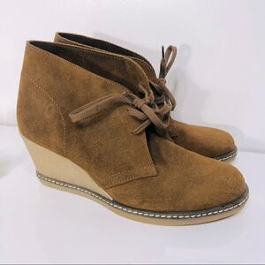 J. Crew Brown Suede Wedge Lace Up Loafers